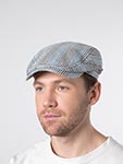 Кепка STETSON арт. 6383706 DRIVER CAP LINEN/SILK STRIPE (синий / белый / коричневый)